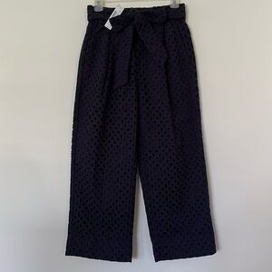 NWT J Crew Navy Eyelet lined trouser pant. Size 2